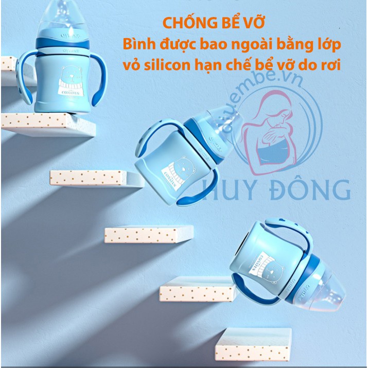 BÌNH SỮA THUỶ TINH CẢM BIẾN NHIỆT ĐỘ NƯỚC, CHỐNG BỂ VỠ - CHỐNG ĐẦY HƠI CHO BÉ 220ml-120ml