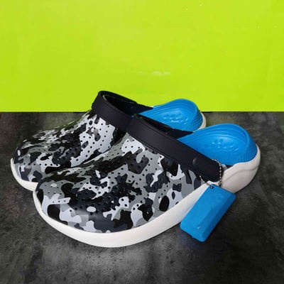 dép cross quai ngang họa tiết ràn ri lót xanh dương SHINCR666Z tặng thêm 12 sticker cros cao cấp