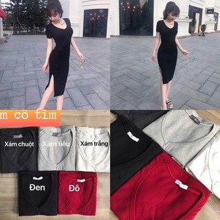 ĐẦM BODY CỔ TIM KIỂU DÁNG BASIC DỄ PHỐI ĐỒ ( kèm ảnh thật)