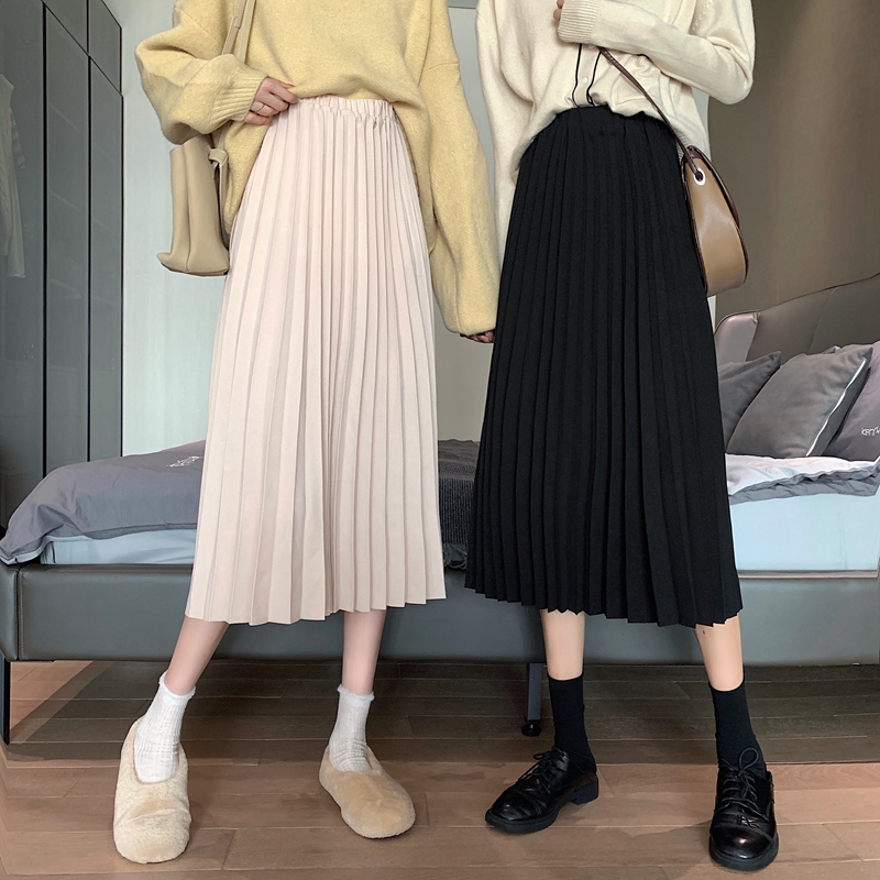 Xiaozhainv Fashion Pure Color All Match High Waist A Line Midi skirts | BigBuy360 - bigbuy360.vn