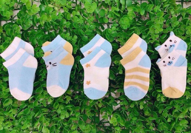 Set 5 Đôi Tất Hình thú Cổ  thấp Cho Bé hãng kidsock [ Cam Kết Đẹp Y Hình]