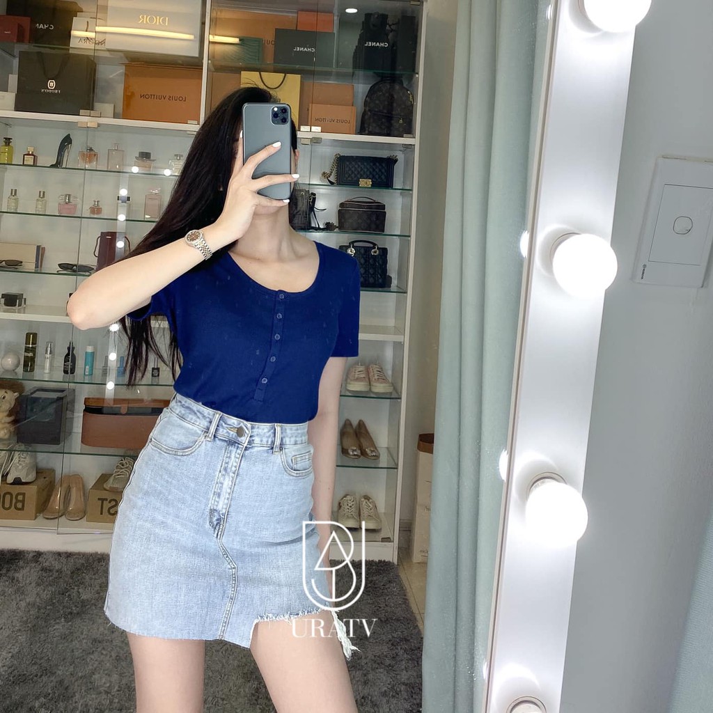 [FREESHIP - ẢNH CHÍNH CHỦ] Chân váy denim rách line Hana 245