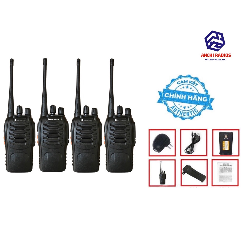 Bộ 04 Máy bộ đàm Motorola GP880 (Hỗ trợ cổng sạc USB,Bảo hành 12 tháng, Pin dung lượng cao)+Tai nghe chuyên dụng