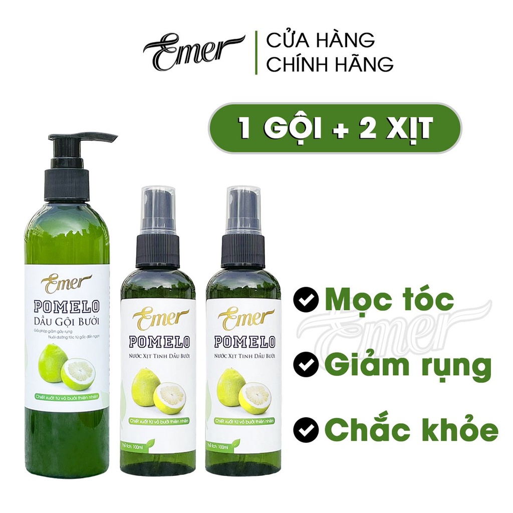 Liệu trình dầu gội +2 xịt tinh dầu bưởi kích mọc tóc pomelo Emer Garin dưỡng tóc