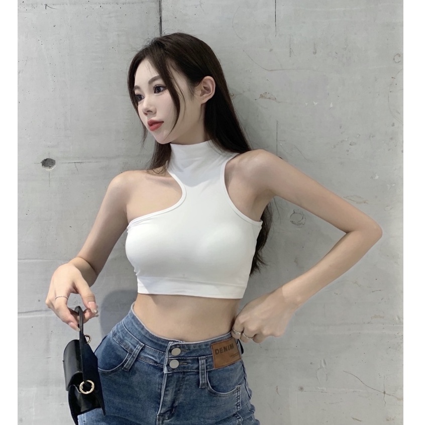 QADCOL  Áo Hai Dây Có Mút Đệm Ngực Thiết Kế Độc Đáo Thời Trang Quyến Rũ Cho Nữ