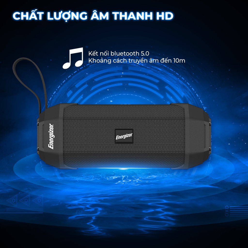 Loa Bluetooth di động Energizer BTS 104 - công suất 10W, tích hợp sạc dự phòng - Hàng Chính Hãng, Bảo Hành 2 Năm 1 Đổi 1