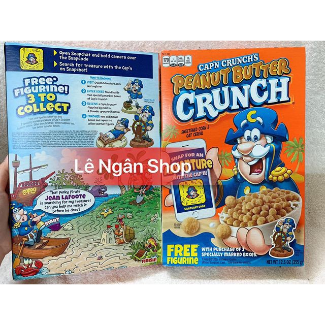 [HÀNG MỸ] Bánh Ăn Sáng Cereal Quaker Crunch Vị Peanut Butter (355g)