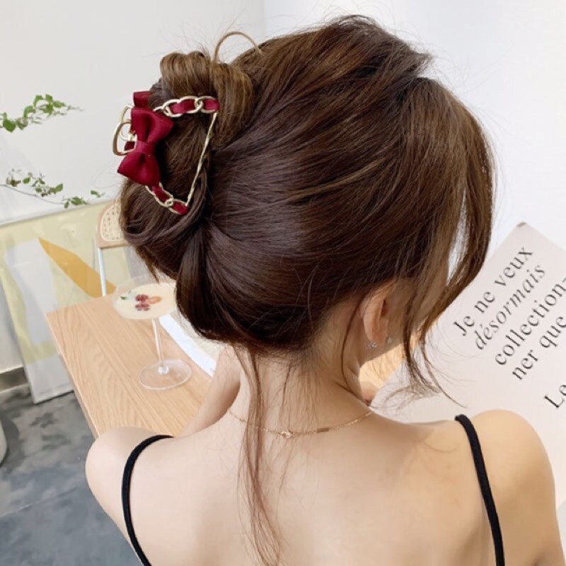 Kẹp tóc càng cua đính nơ hottren