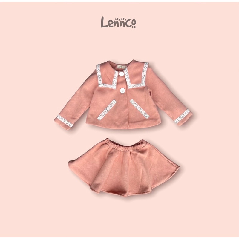 Set áo khoác và chân váy dạ hồng đào Lennco cho bé gái