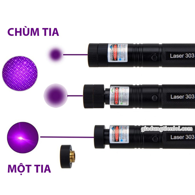 Combo đèn chiếu tia laser 303  - bút lazer tia sáng xanh-đỏ-tím