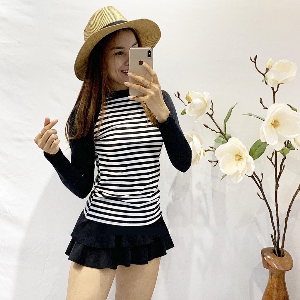 [MN,L,XL] Đồ bơi nữ bikini 2 mảnh tay ngắn quần đùi hồng đồ bơi học sinh kín đáo dùng cho du lịch đi biển DBN002