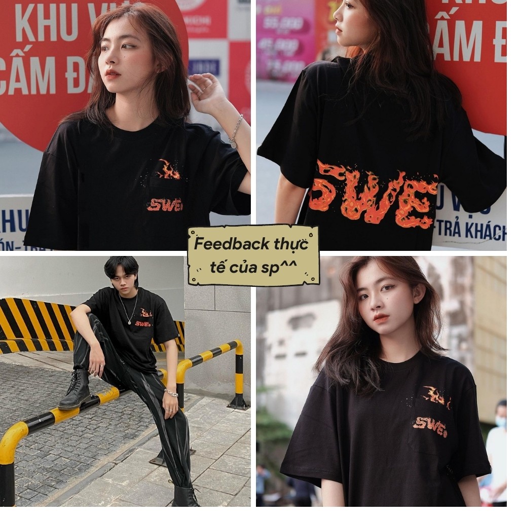 [Xả Kho] Áo thun tay lỡ SWE form rộng Unisex nam nữ phong cách Ulzzang - Happy Style