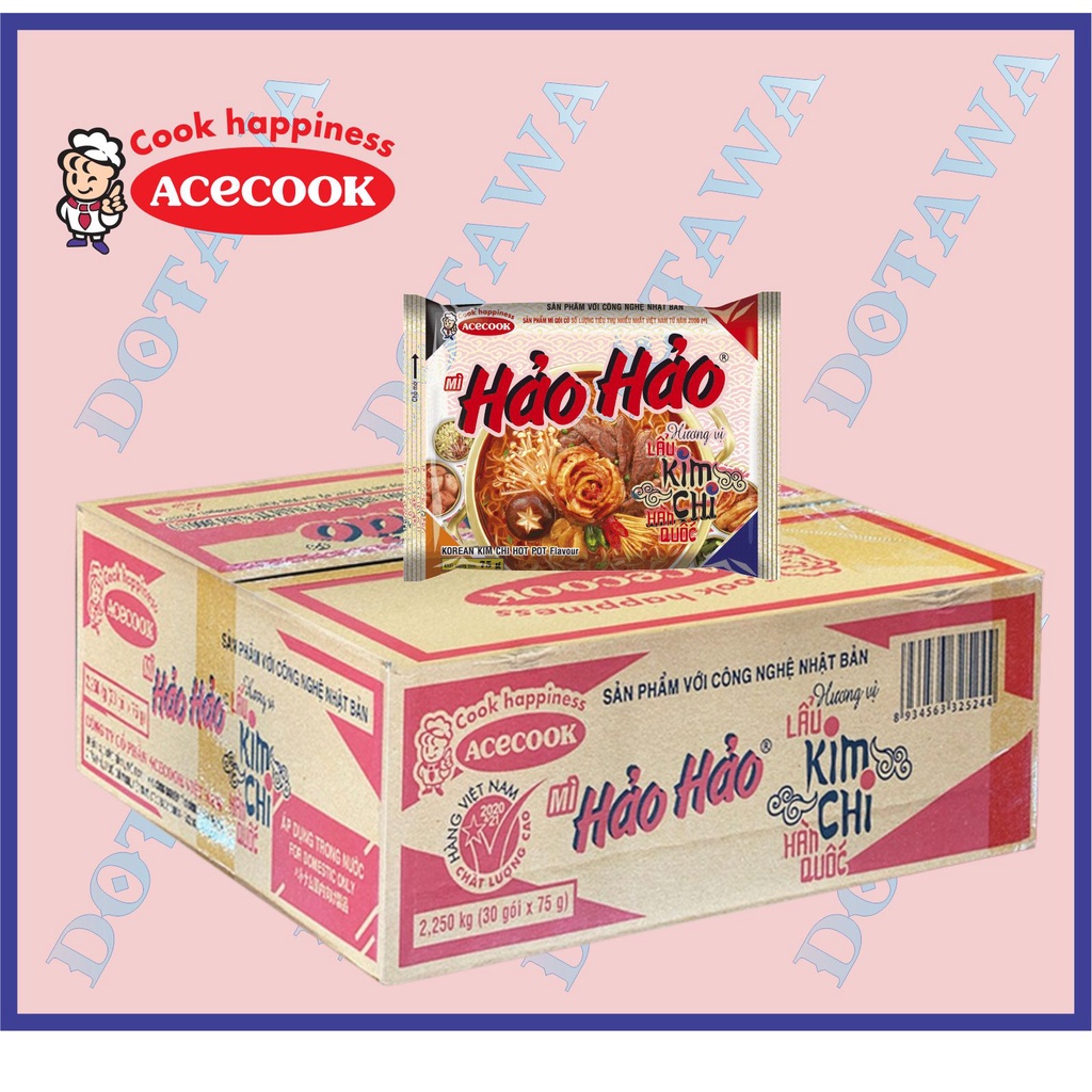 Thùng 30 gói mì Hảo Hảo hương vị Lẩu Kim Chi Hàn Quốc 75g