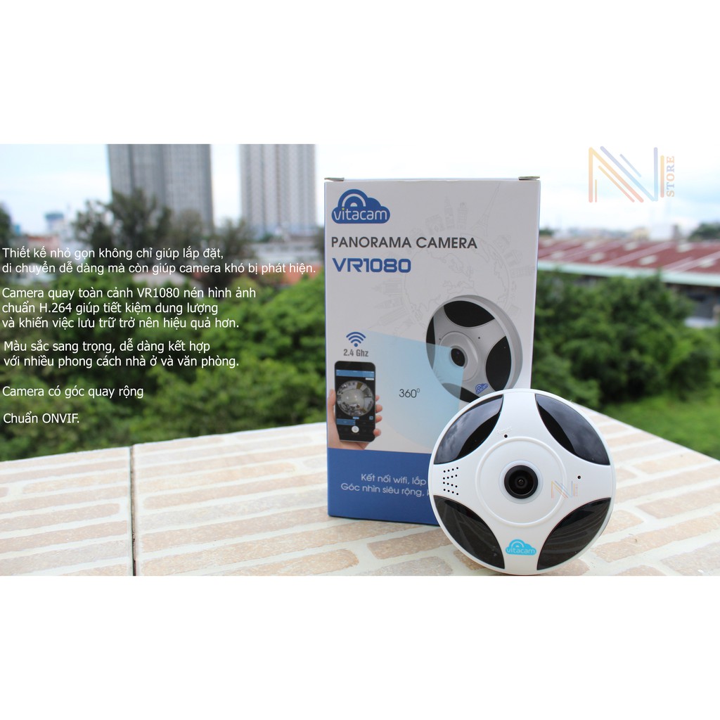 Camera Wifi Ốp Trần Vitacam VR1080 Chuẩn 2.0Mpx Nét Góc Rộng 360 - Hàng Chính Hãng