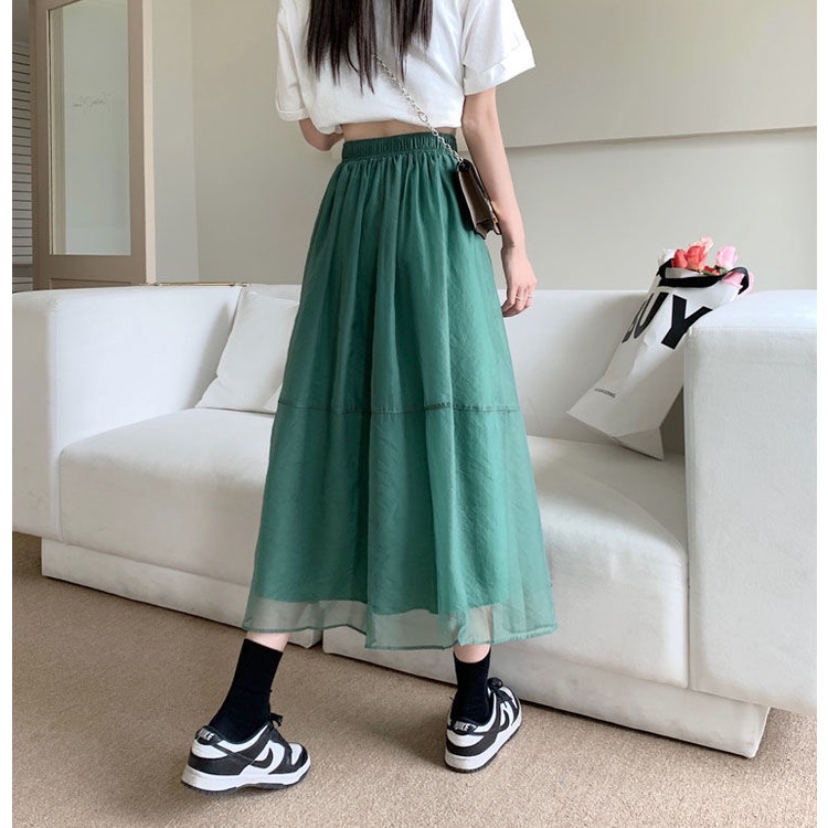 Chân Váy Dáng Chữ a Phong Cách Hàn Quốc 175286 Chân Váy Dài Qua Gối Lưng Cao Dáng Rộng Thời Trang Cho Nữ