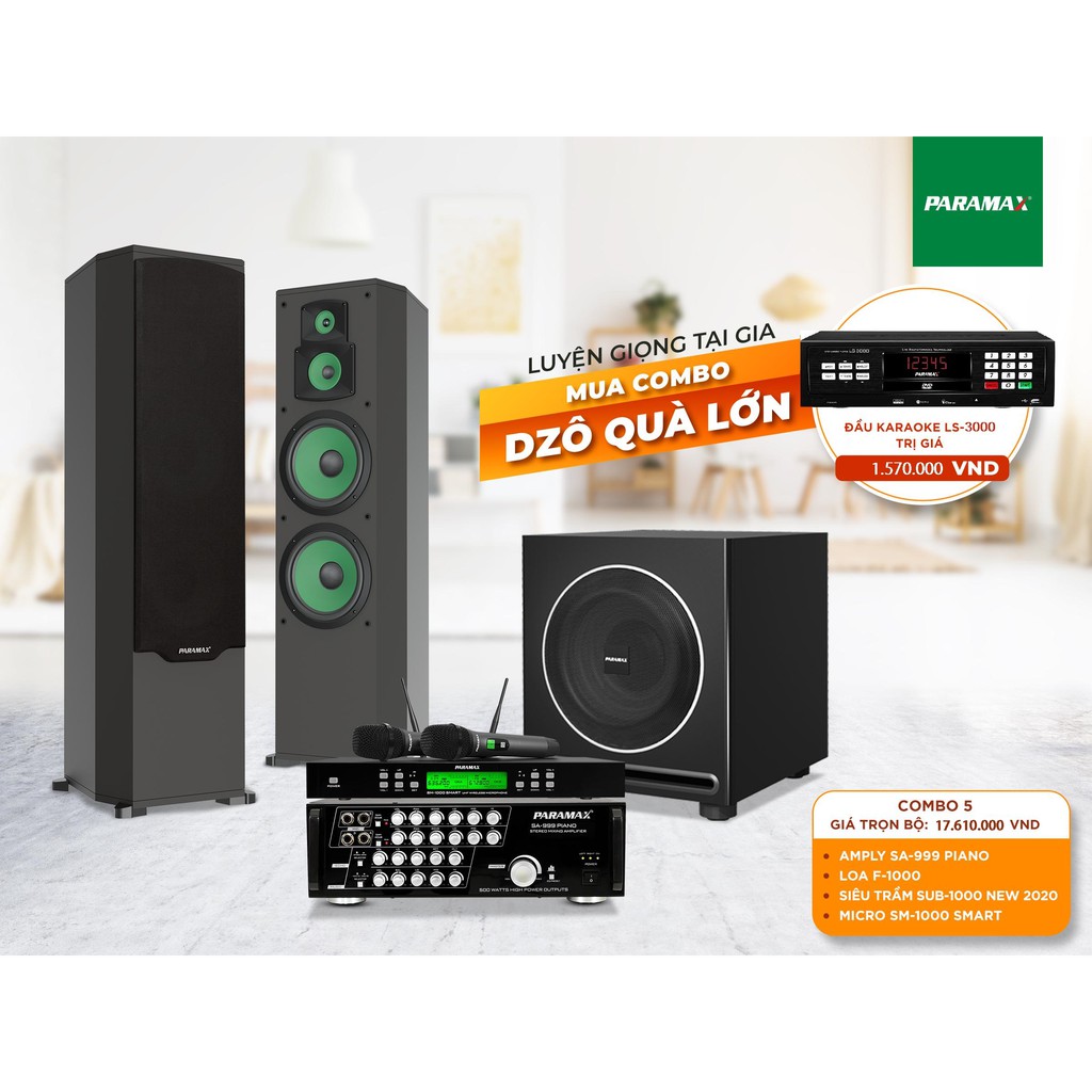 [Mã ELHACE giảm 4% đơn 300K] Bộ sản phẩm Paramax 5 + Đầu karaoke Paramax LS-3000