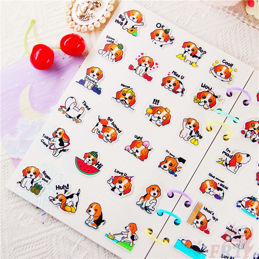 ★★★ Miếng Dán Hình Chó Beagle Q-3 Trang Trí Nhật Ký ★★★ Bộ 48 Miếng Sticker Dán Trang Trí Album Thủ Công