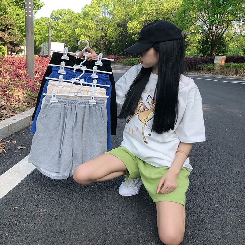 Quần Short Thể Thao Nữ Lưng Cao Dây Rút Thời Trang Hàn Quốc