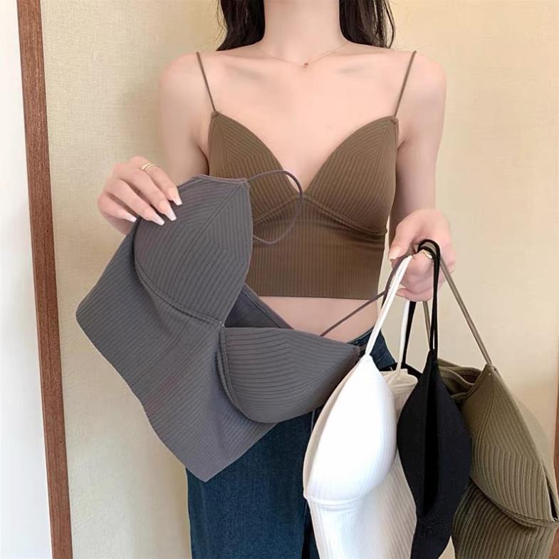 👙 Áo Bra Nữ Softie 2 Dây Mảnh Cổ V Dáng Lửng Có Đệm Ngực Trend Mới 1833 👙