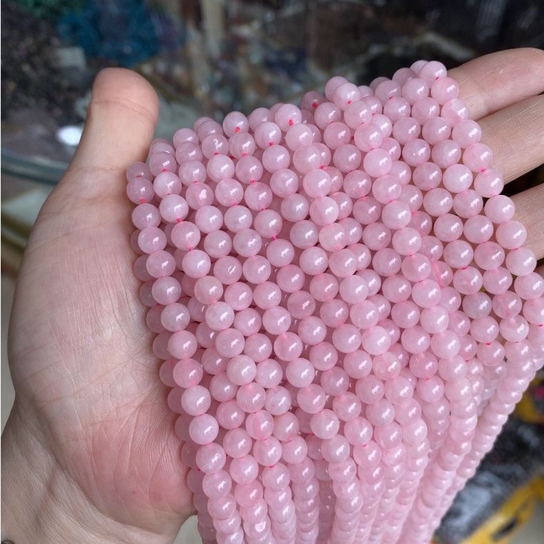 Hạt đá thiên nhiên hoa hồng hồng thạch anh lỏng lẻo hạt trang sức DIY làm 6mm 8mm 10mm 12mm hạt không gian