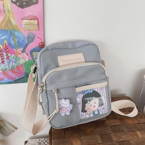 Túi đeo chéo nữ mini vải canvas, kèm stick dễ thương, phong cách Nhật Bản, Hàn Quốc, mẫu mới SESAN.