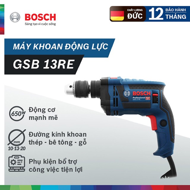 Máy khoan động lực Bosch GSB 13 RE gồm bộ set 100 chi tiết phụ kiện