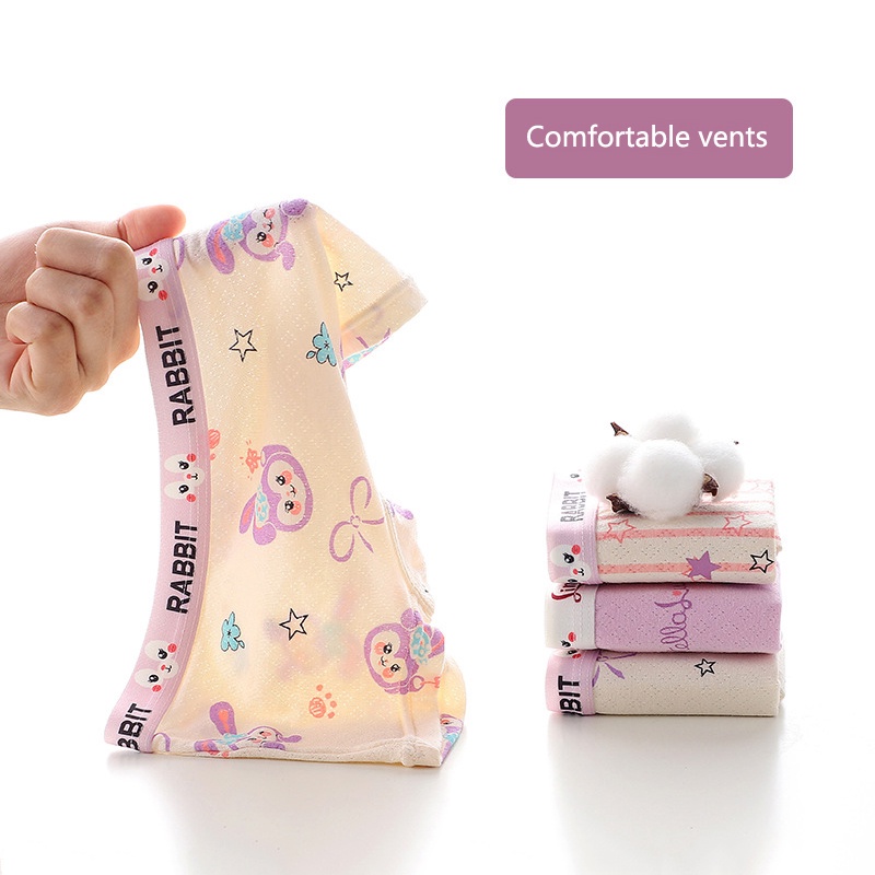 Quần Lót Boxer Thoáng Khí In Họa Tiết Hoạt Hình Xinh Xắn Cho Bé Gái