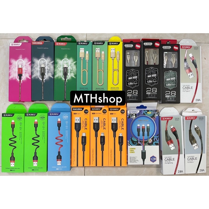 Dây cáp sạc nhanh chính hãng Kaku SS / IP / Tybe C nhiều mẫu ( BH 12 tháng )