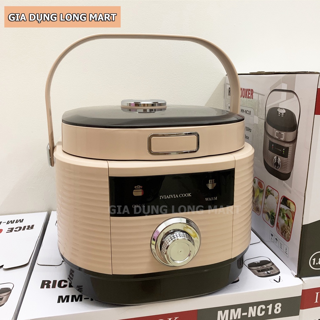 Nồi Cơm Điện IVIAIVIA MM - NC18 Dung tích 1.8 Lít  - Tặng Kèm Giá Hấp, Công Xuất 700W Lòng Niêu Siêu Dày Giữ Nhiệt Tốt