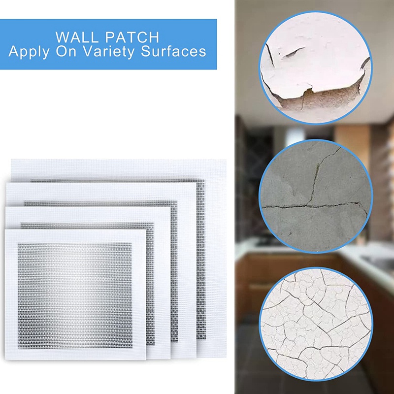 Bộ 16 Miếng Vá Tường Khô Bằng Nhôm Tự Dính 2 / 4 / 6 / 8 Inch