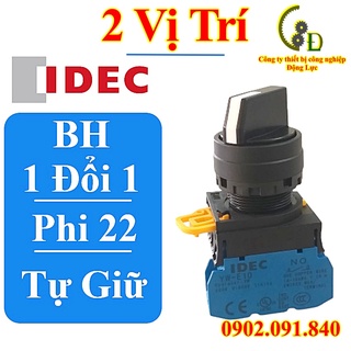 Công tắc xoay 2 vị trí tự giữ chuyển mạch phi 22mm 1NO series IDEC YW1S-2E10