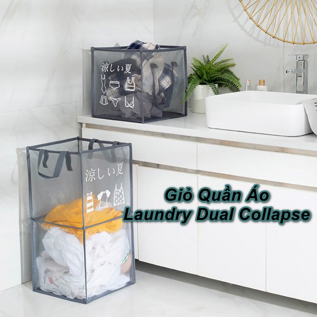 Giỏ Quần Áo Laundry Dual Collapse 2 tầng - Home and Garden