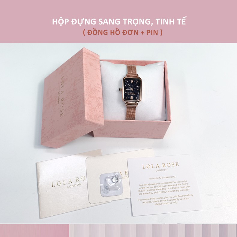 Đồng hồ nữ cao cấp đồng hồ Lolarose dây kim loại mặt vuông galaxy tinh tế sang trọng chống nước bảo hành 2 năm LR4138