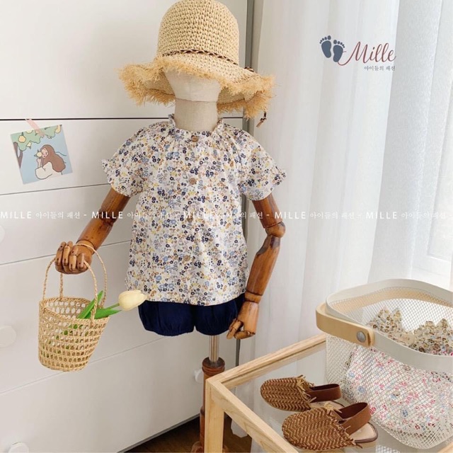 Vải thô cotton mềm mịn hoa nhí mềm mát 100% cotton dùng may váy,áo,đồ bộ