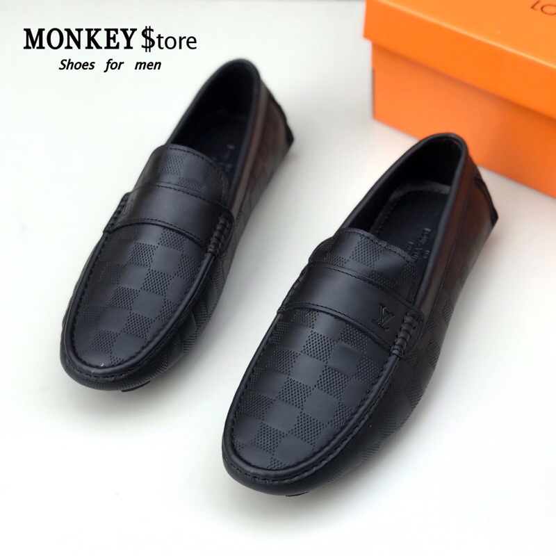 Giày lười da nam lv, giày mọi da bò - Mã GLLV10