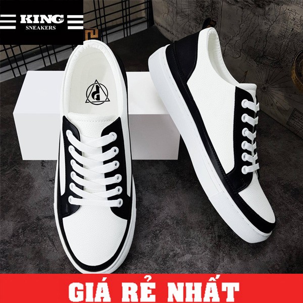 Giày nam thể thao sneaker thời trang màu trắng đẹp giá rẻ đế bằng Hot Trend 2021 cao cấp mã CDT06