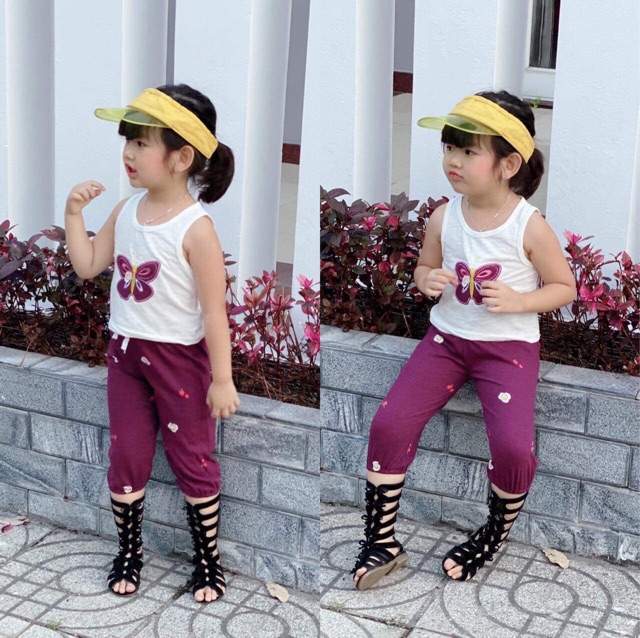 [6-22kg] [Link 4] Set áo croptop thêu + quần thun alibaba siêu xinh cho bé gái