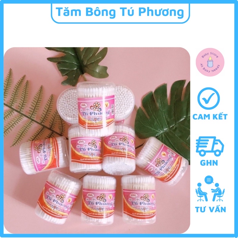 Tăm Bông Trẻ Em, Tăm Bông Ngoáy Tai Tú Phương Hộp 170 Que
