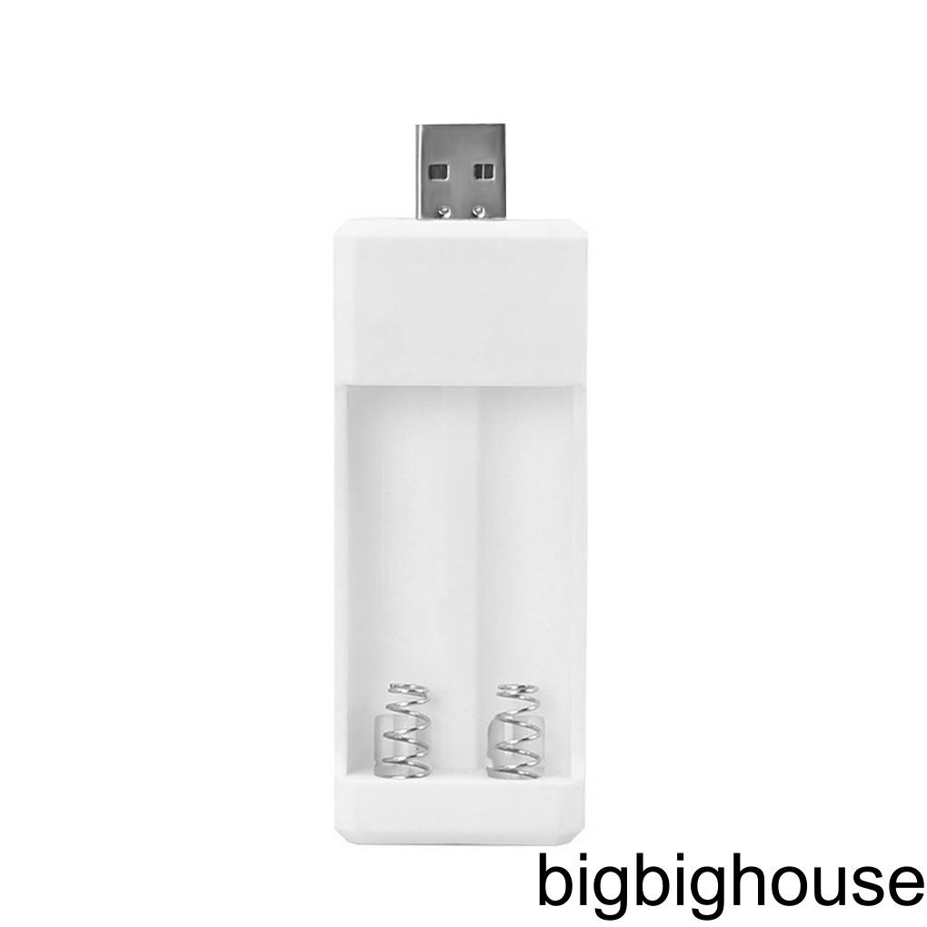 2 Slots Battery Charger AA AAA USB Rechargeable Battery Charging Adapter Portable Plastic Charger