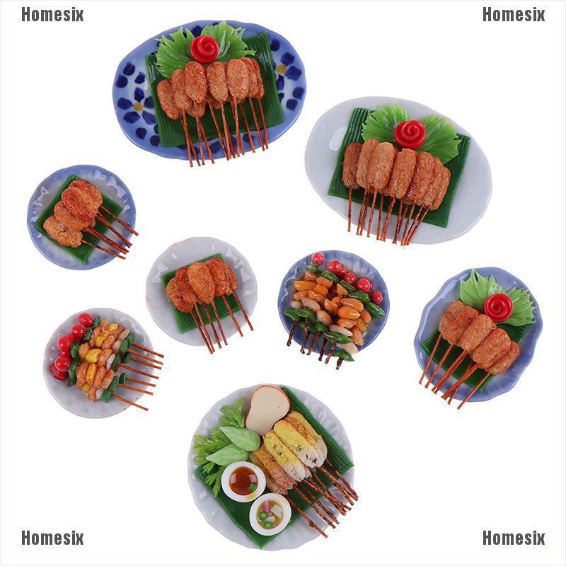 [HoMSI] 1:6/1:12 Dollhouse Miniature BBQ Skewer Mini Barbecue Doll House Kitchen Decor SUU