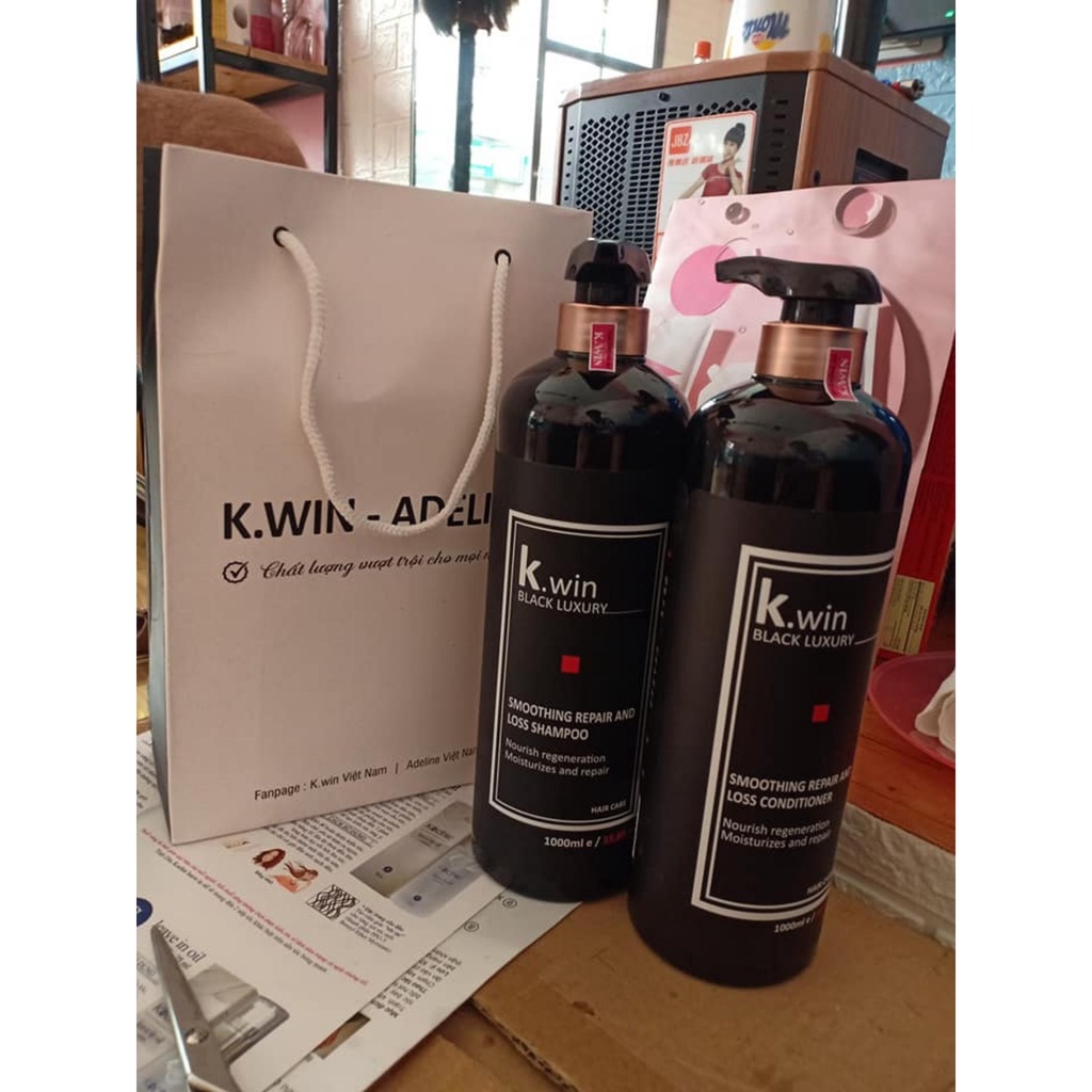 Dầu gội cặp Kwin dầu gội xả cặp hương nước hoa siêu mềm mượt Luxury Smoothing Repair and Loss 1000ml