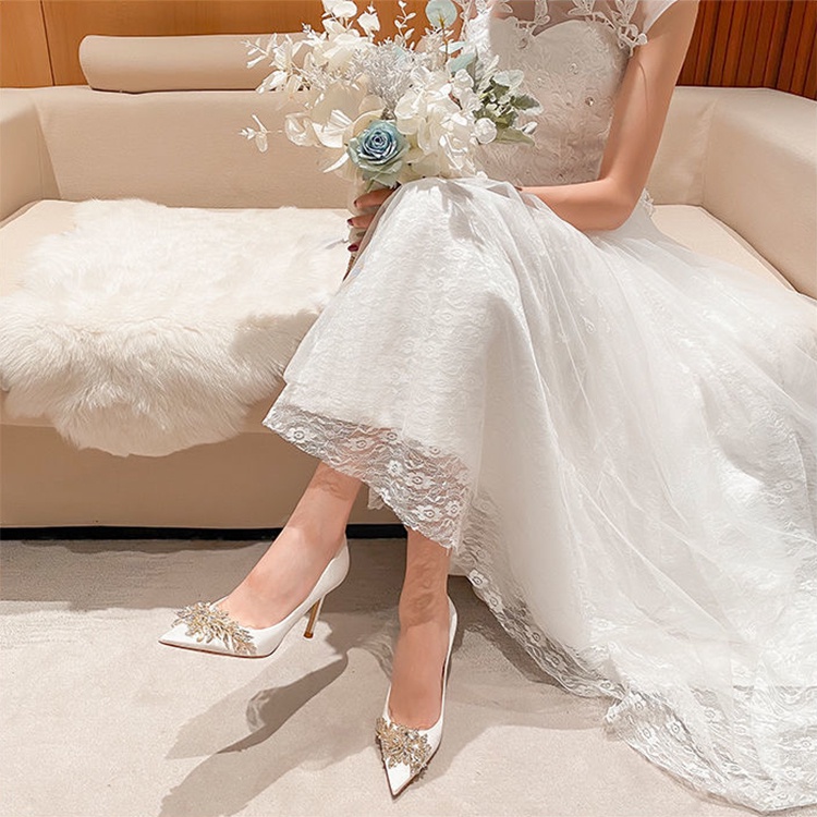 Đôi giày cao gót 7cm mũi nhọn thời trang phong cách Pháp dành cho nữ
