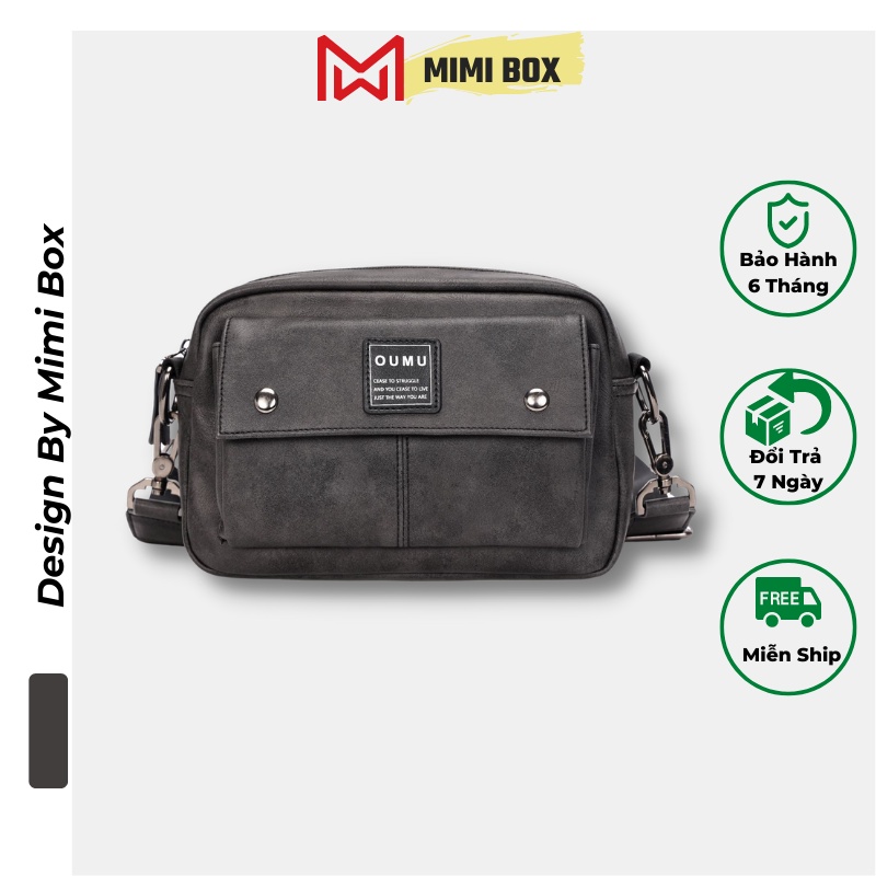 Túi Đeo Chéo Nam Nữ Thời Trang OUMU Màu Xám Cao Cấp - Túi Xách Nam Nữ Chất Liệu PU Bền Đẹp - MiMi Box