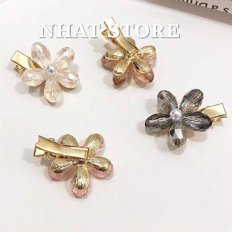 Kẹp tóc cho bé xinh xắn, cặp tóc bông hoa đính đá Nhat Store