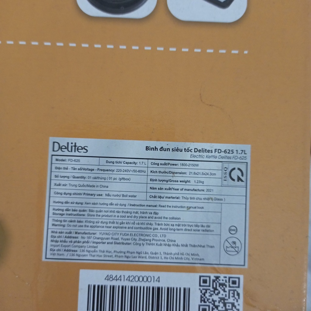 Ấm đun siêu tốc Delites 1.7 lít FD-625