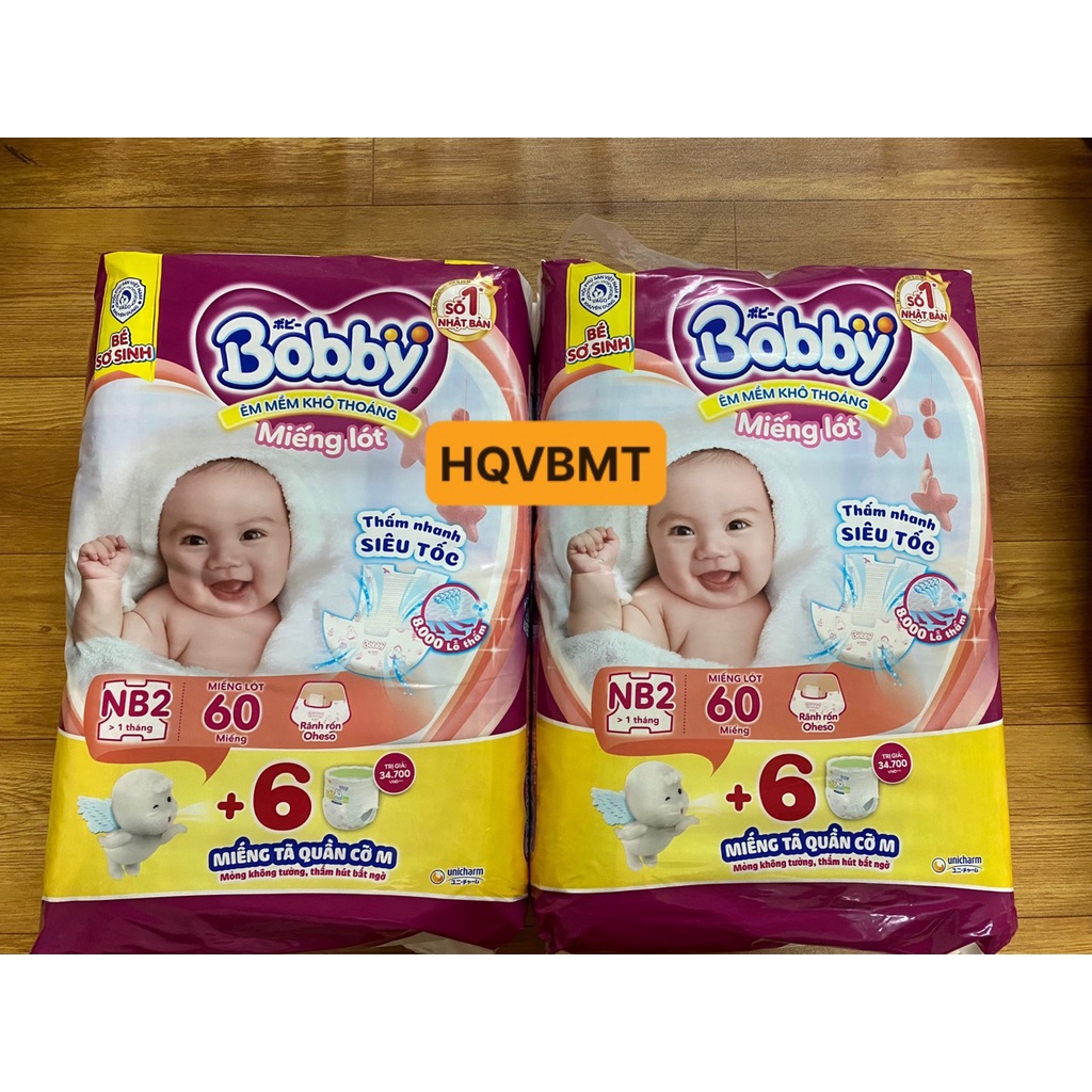Miếng lót sơ sinh Bobby Newborn 2-60 miếng