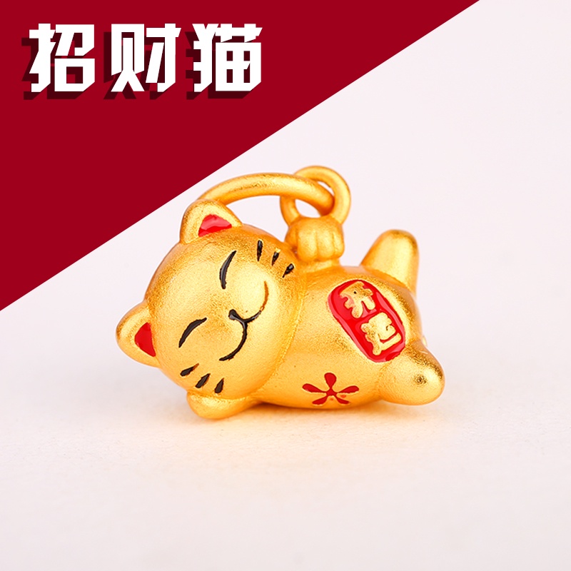 Mặt Dây Chuyền Hình Mèo May Mắn Tráng Men Màu Sắc Vàng Chống Dị Ứng Dùng Làm Trang Sức diy