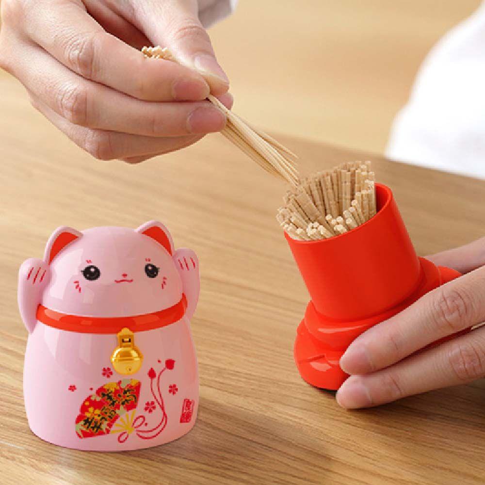 Hộp Đựng Tăm Xỉa Răng Hình Mèo May Mắn Chất Lượng Cao