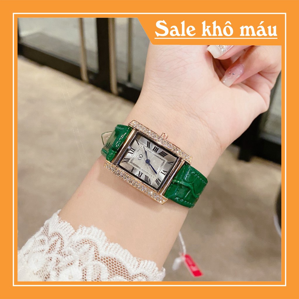 Đồng hồ nữ thời trang GQ dây da mặt vuông viền đính đá sang trọng quí phái - Tặng kèm hộp và Pin - KÉT Shop | BigBuy360 - bigbuy360.vn