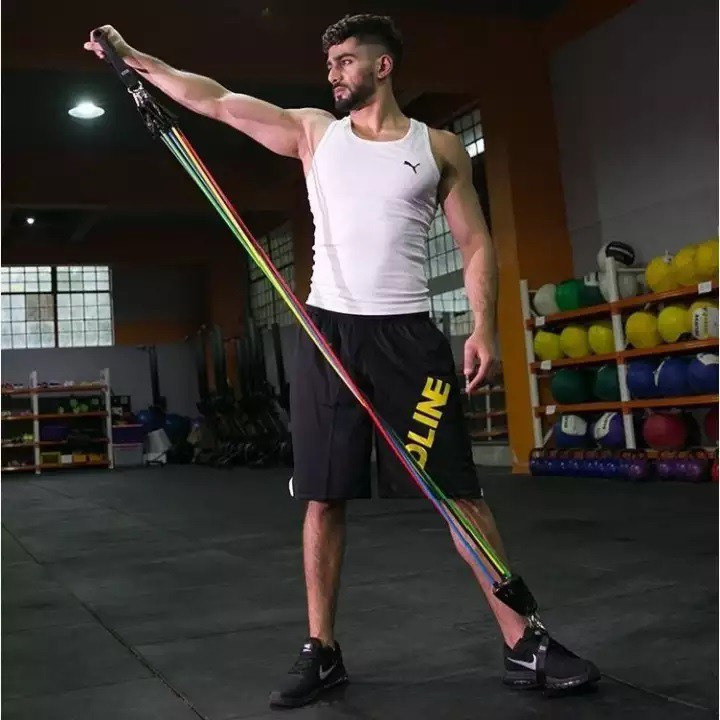 BỘ 5 DÂY NGŨ SẮC TẬP FULL BODY ĐÀN HỒI KHÁNG LỰC 11 MÓN TẬP GYM TẠI NHÀ TIỆN LỢI - Loại tốt, có bảo hành, sai hoàn tiền